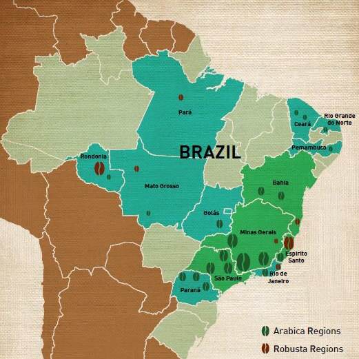 Brazil coffee growing regions
